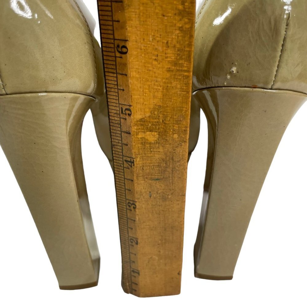 Lanvin Nude Tan Patent Leather Peep Toe Platform Heels Pumps 40 - Picture 8 of 12